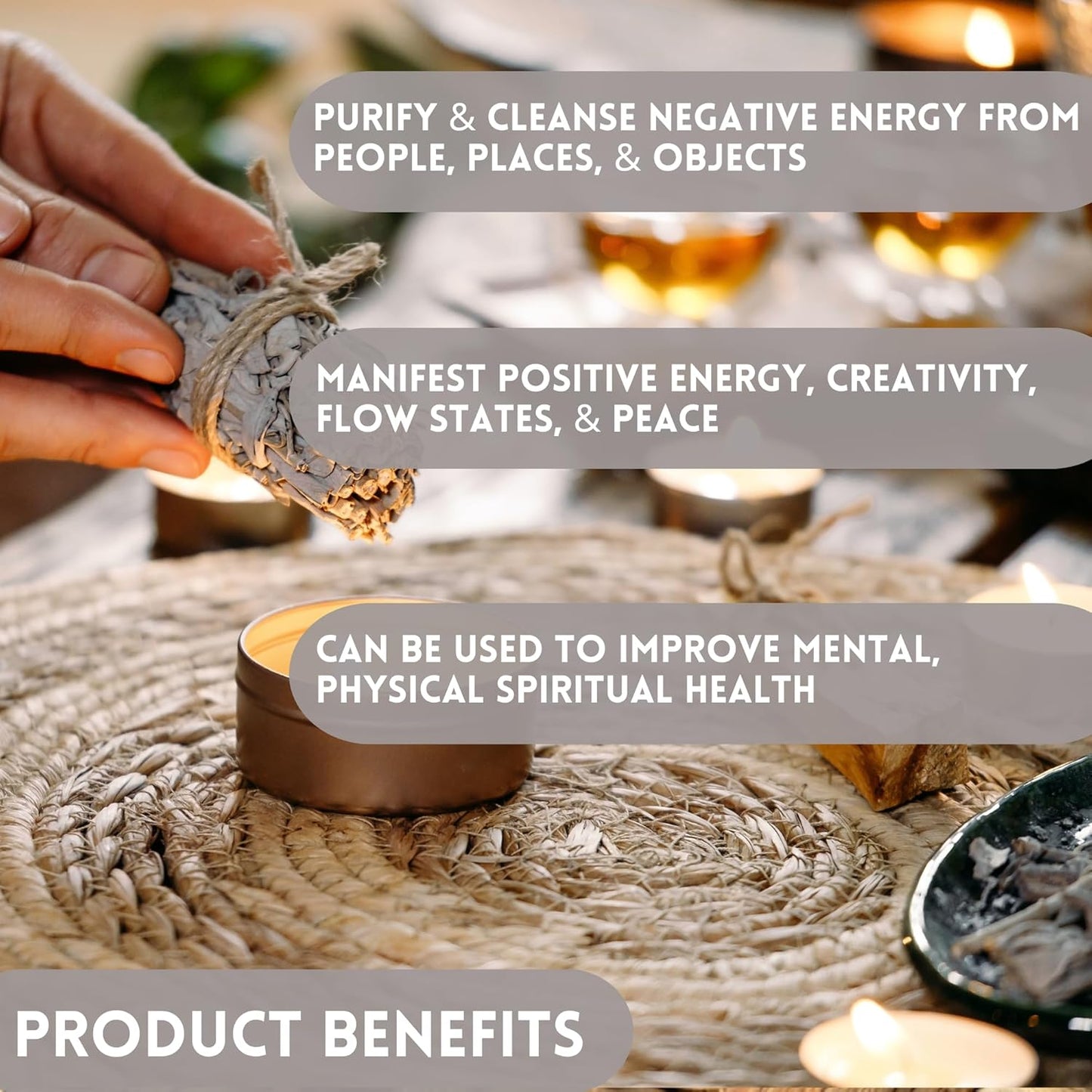 Ancient VEDA Organic Smudge Kit – California White Sage, Palo Santo, Sweetgrass, Abalone Shell, Feather & Smudge Guide | Smudging Kit for Home Energy Cleansing, Meditation, (Healer'S Kit, White Sage)