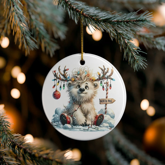 Blizzard the Reindeer Ceramic Christmas Ornament
