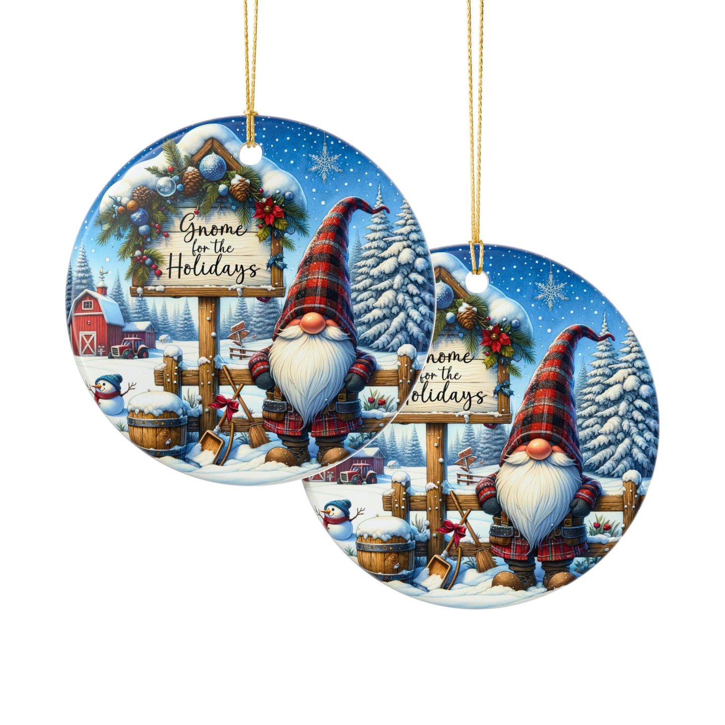 Gnome For the Holiday's Ceramic Christmas Ornament