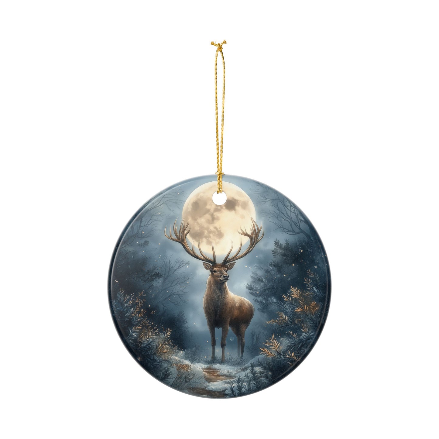 Moonlit Majesty Deer Christmas Ornament