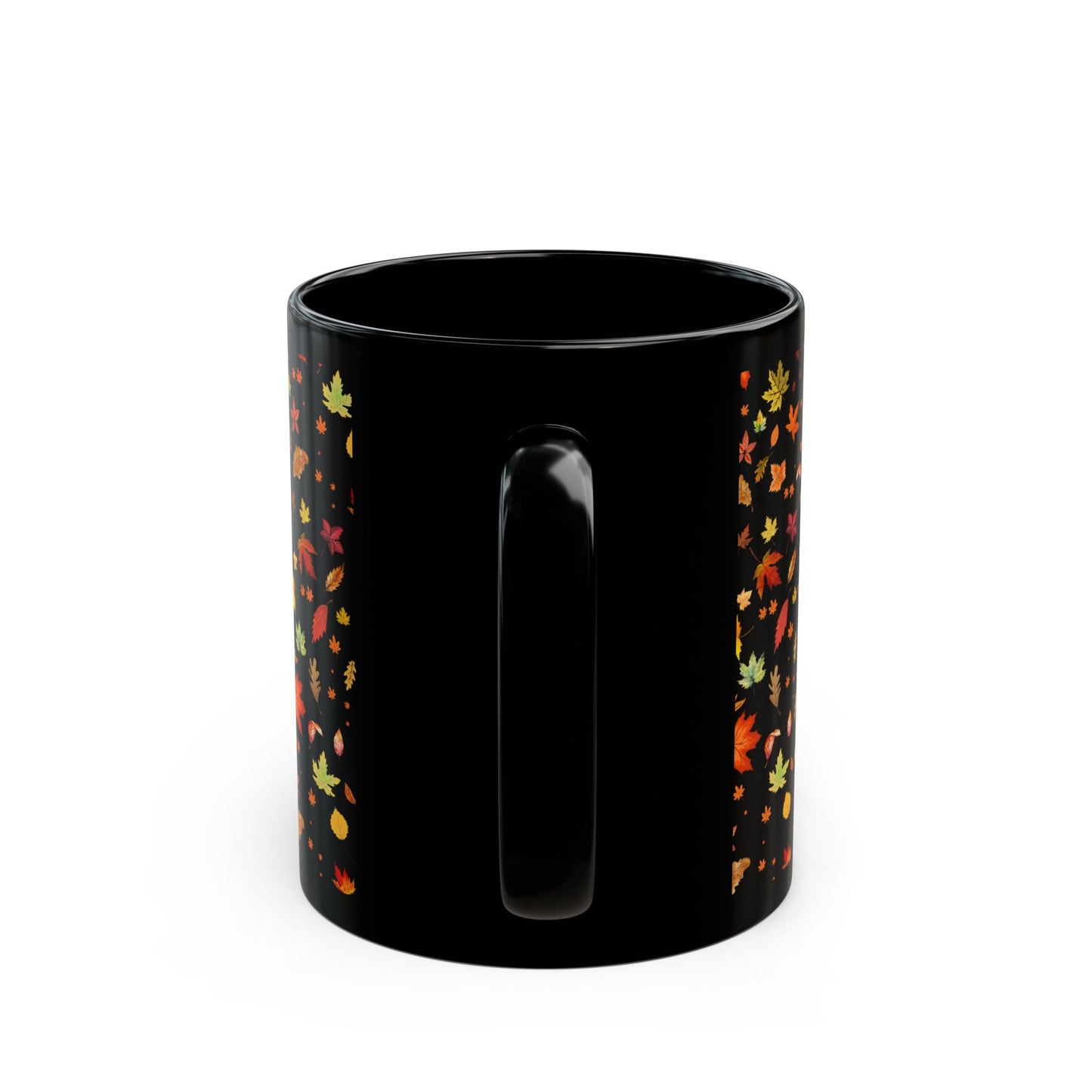 Autumn Leaves Black Ceramic Mug | 11oz