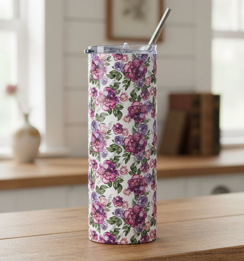 Watercolor Roses 20oz Stainless Tumbler