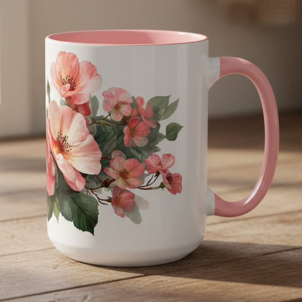 Pink Floral Bouquet 15oz Accent Coffee Mug