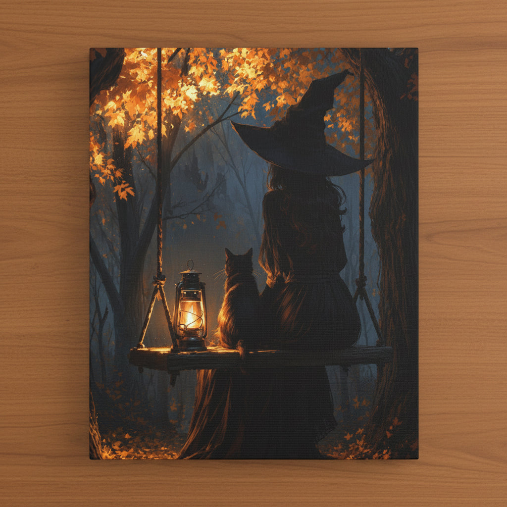 The Witch and her Cat Matte Canvas Wall Art