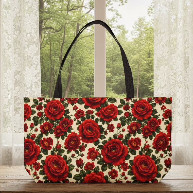 Riverfront Roses Floral Weekender Tote Bag