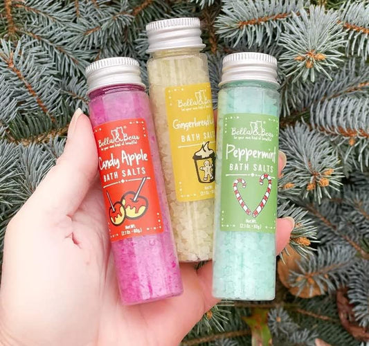 Candy Land Bath Salts - Holiday Edition | Set of 6 Mini Bath Salts | Cruelty-Free & Vegan | Festive Scents Perfect Stocking Stuffer for Women, Teens, & Tweens