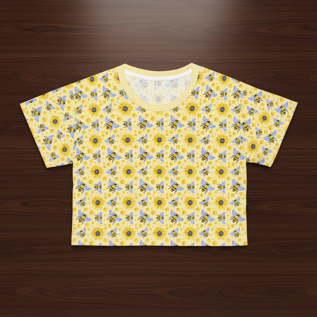 Sunflowers and Bees Crop Tee