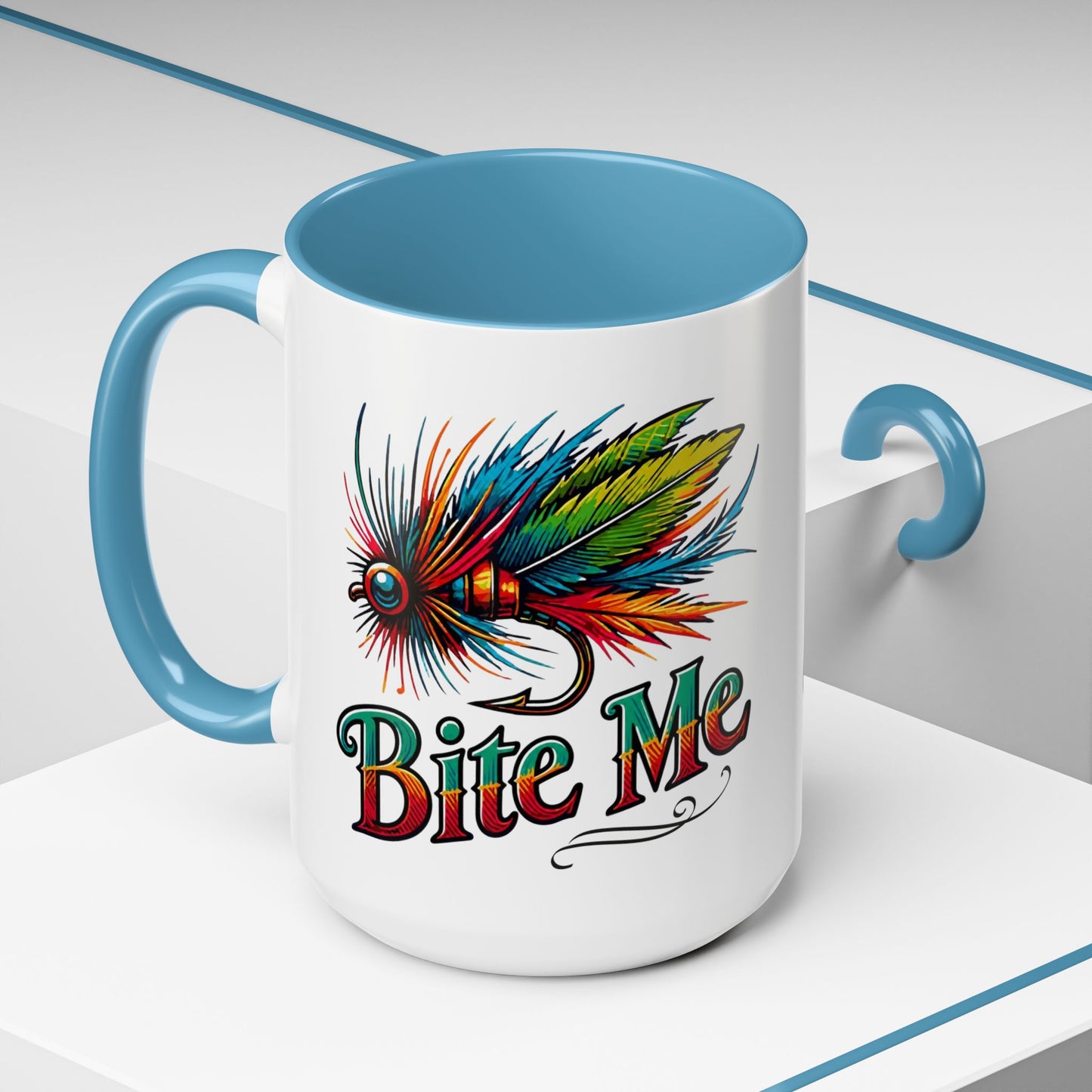 Fishing Lure “Bite Me” 15oz Accent Coffee Mug