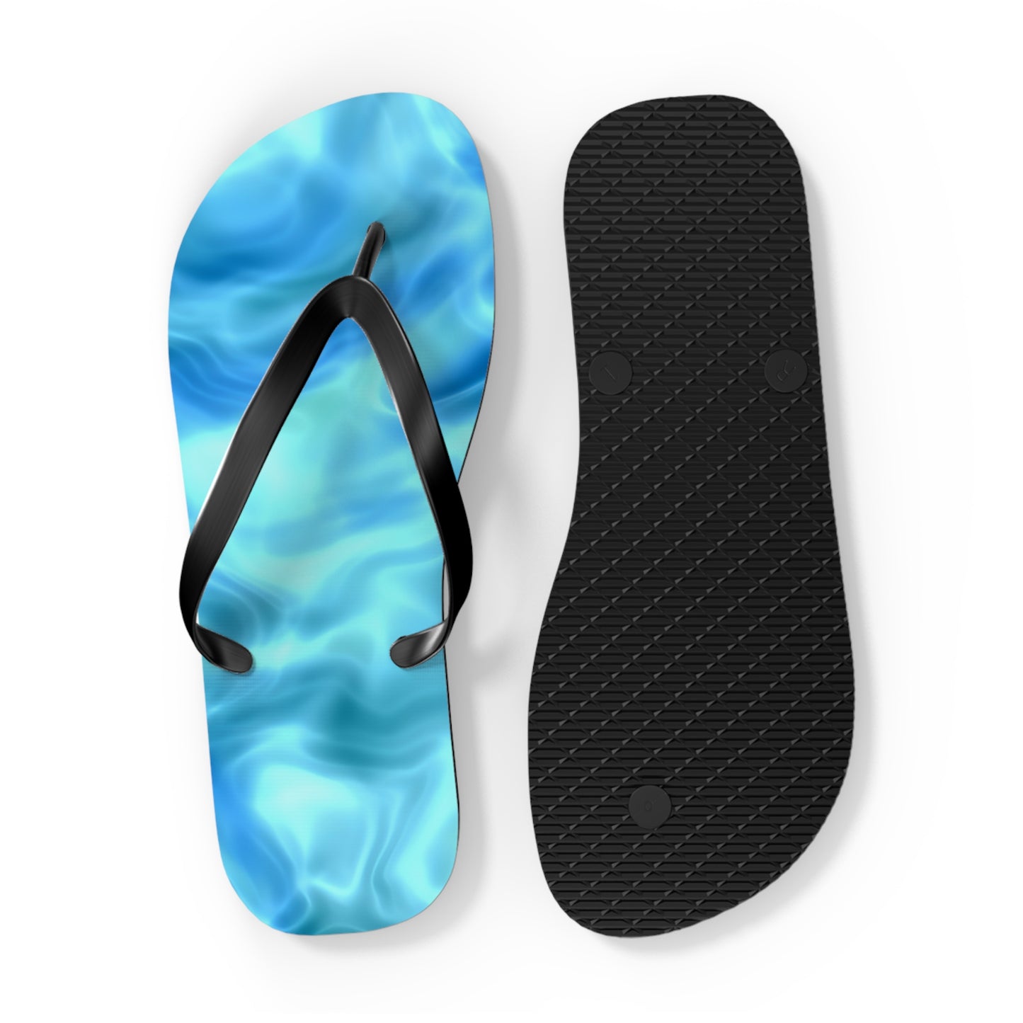 Swirling Water Flip Flops — Blue Water Marble Beach Sandals
