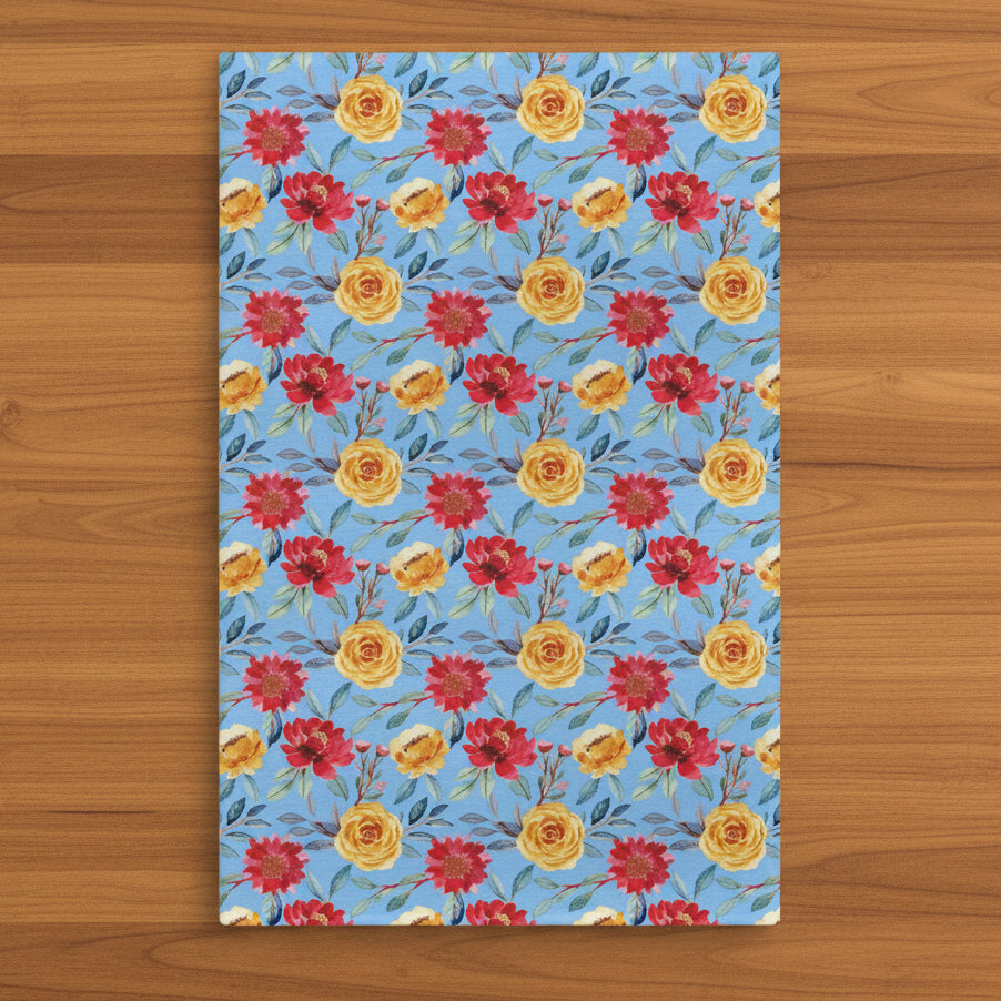 Blue Floral Microfiber Kitchen Towel