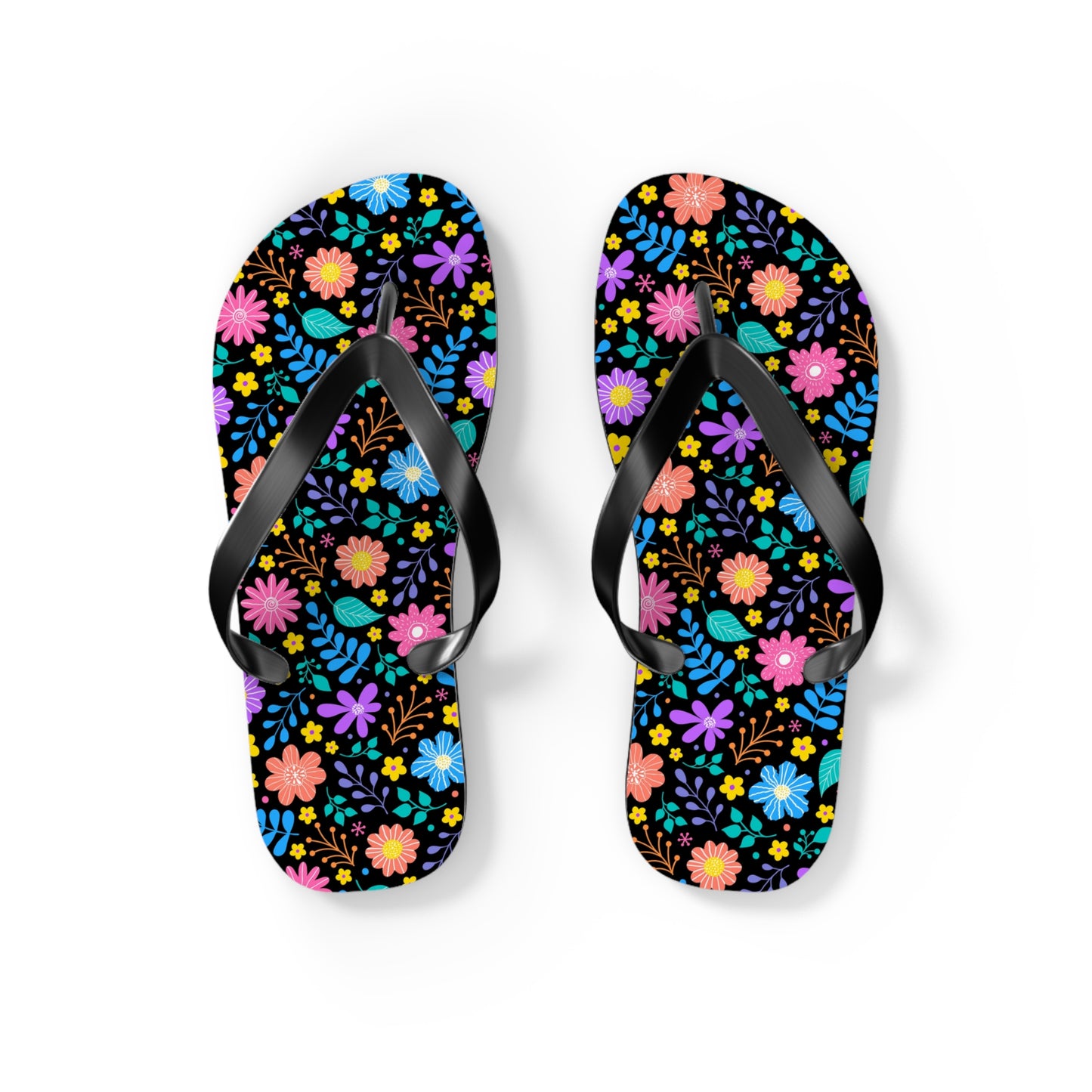 Floral Pattern Flip Flops — Bright Spring Garden Beach Sandals