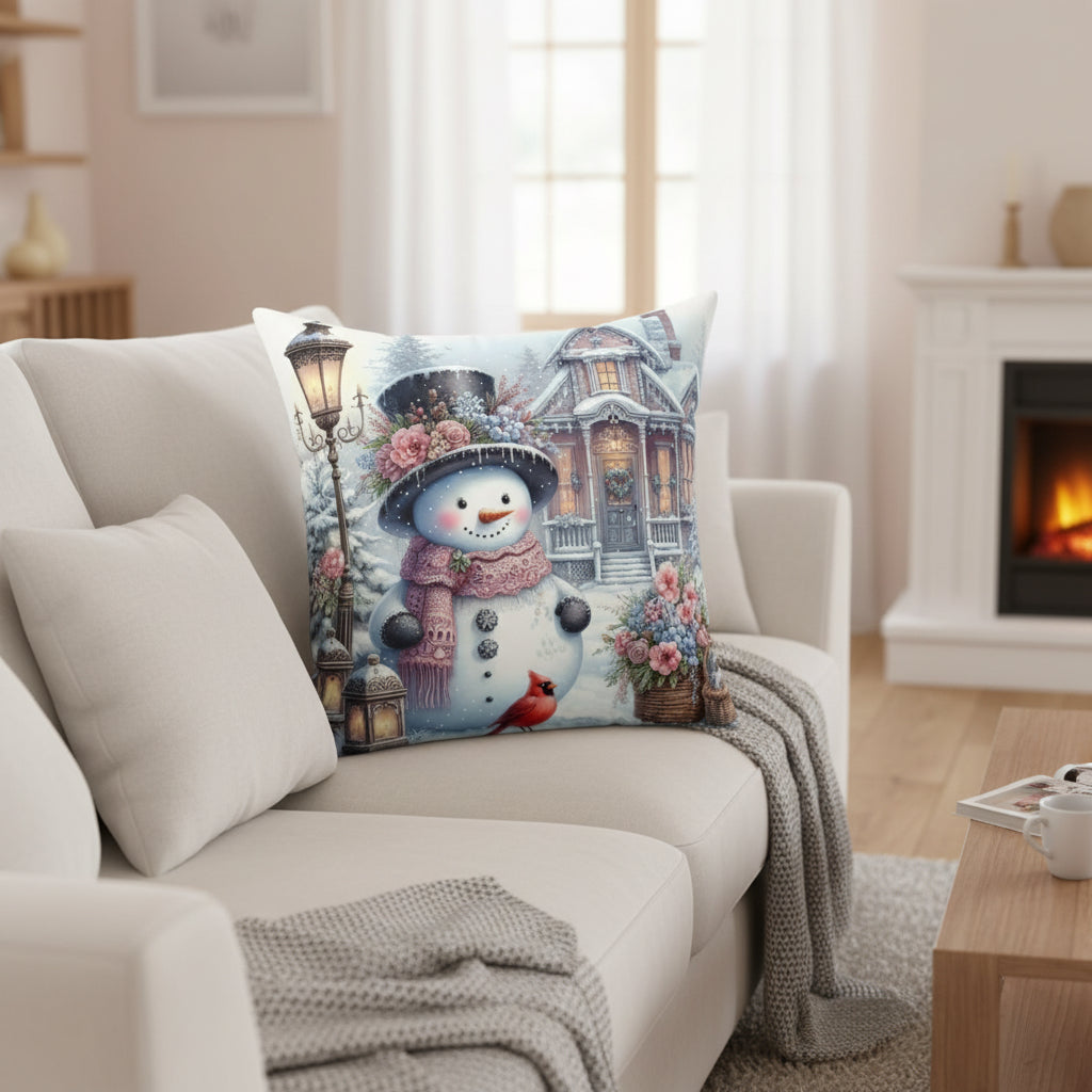 Cozy Winter Snowman Pillow