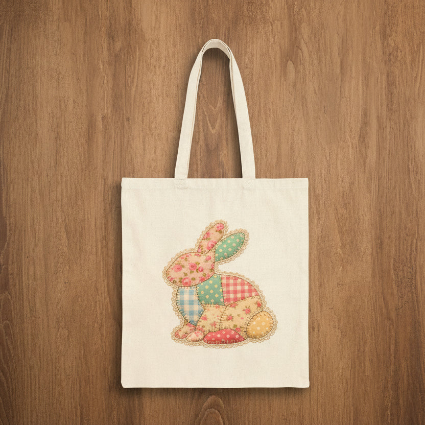 Patchwork Bunny Canvas Tote Bag