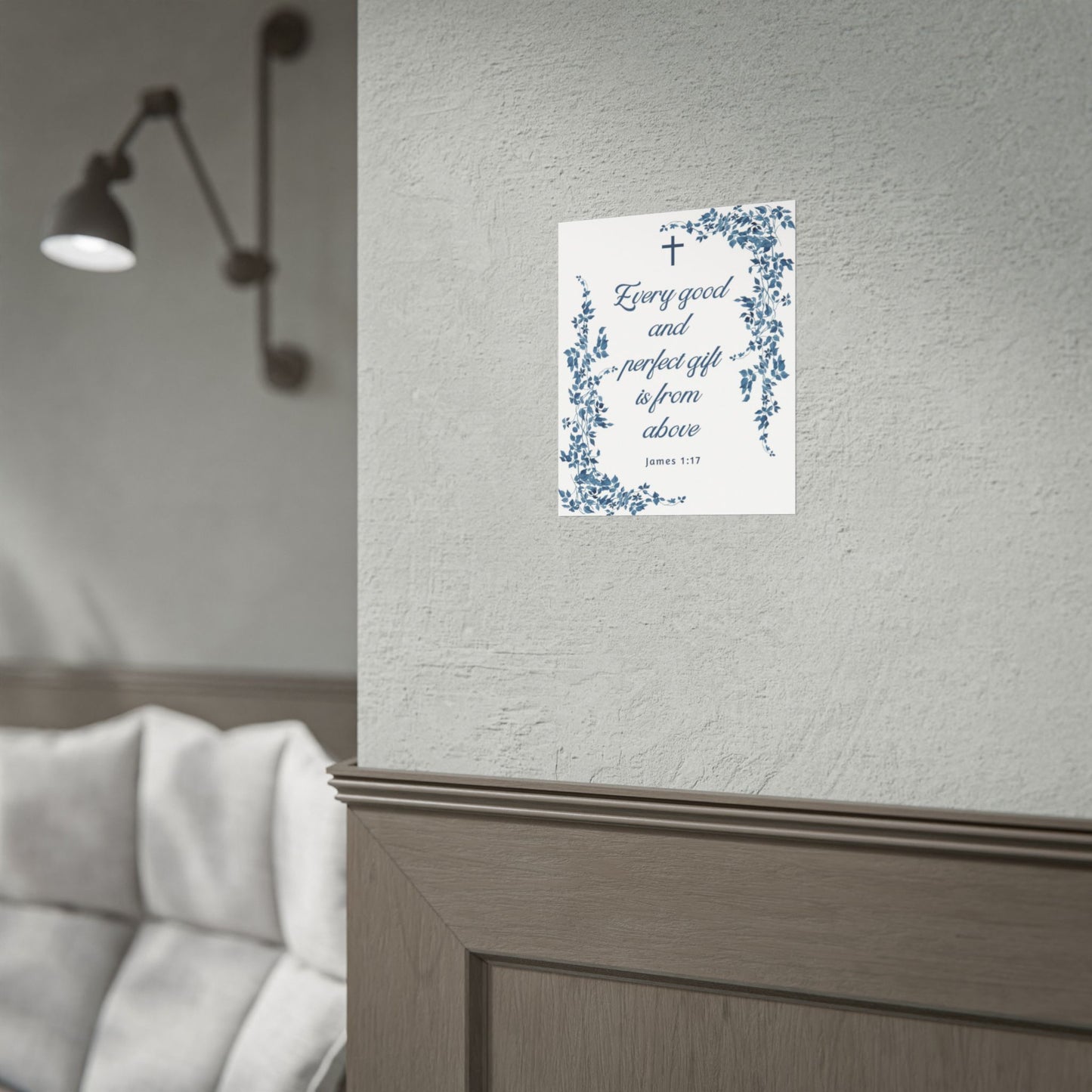 Every good and perfect gift is from above (James 1:17) Floral Scripture Wall Art | Christian Home Decor