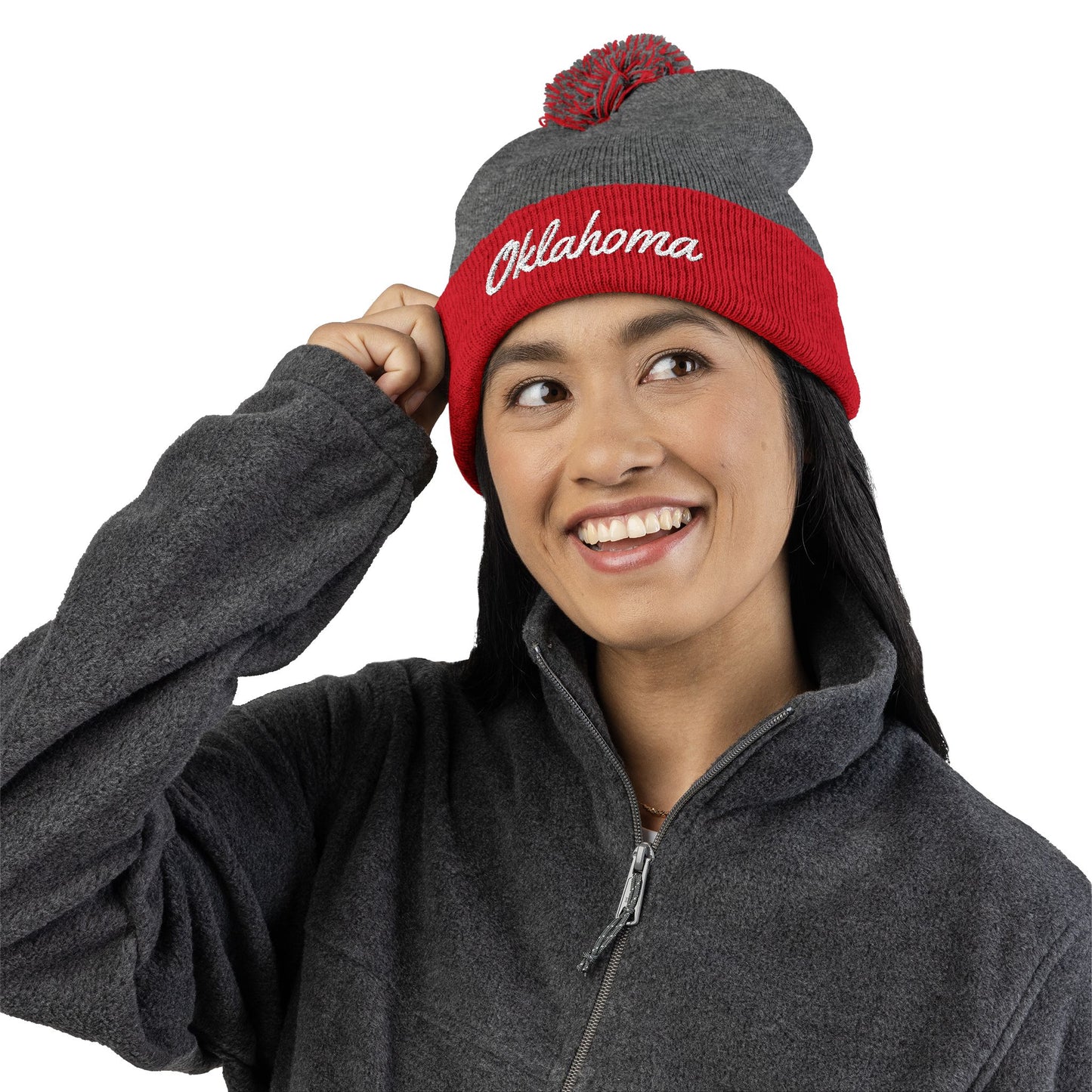 Oklahoma Embroidered Pom-Pom Knit Cap — Oklahoma Beanie for Fans
