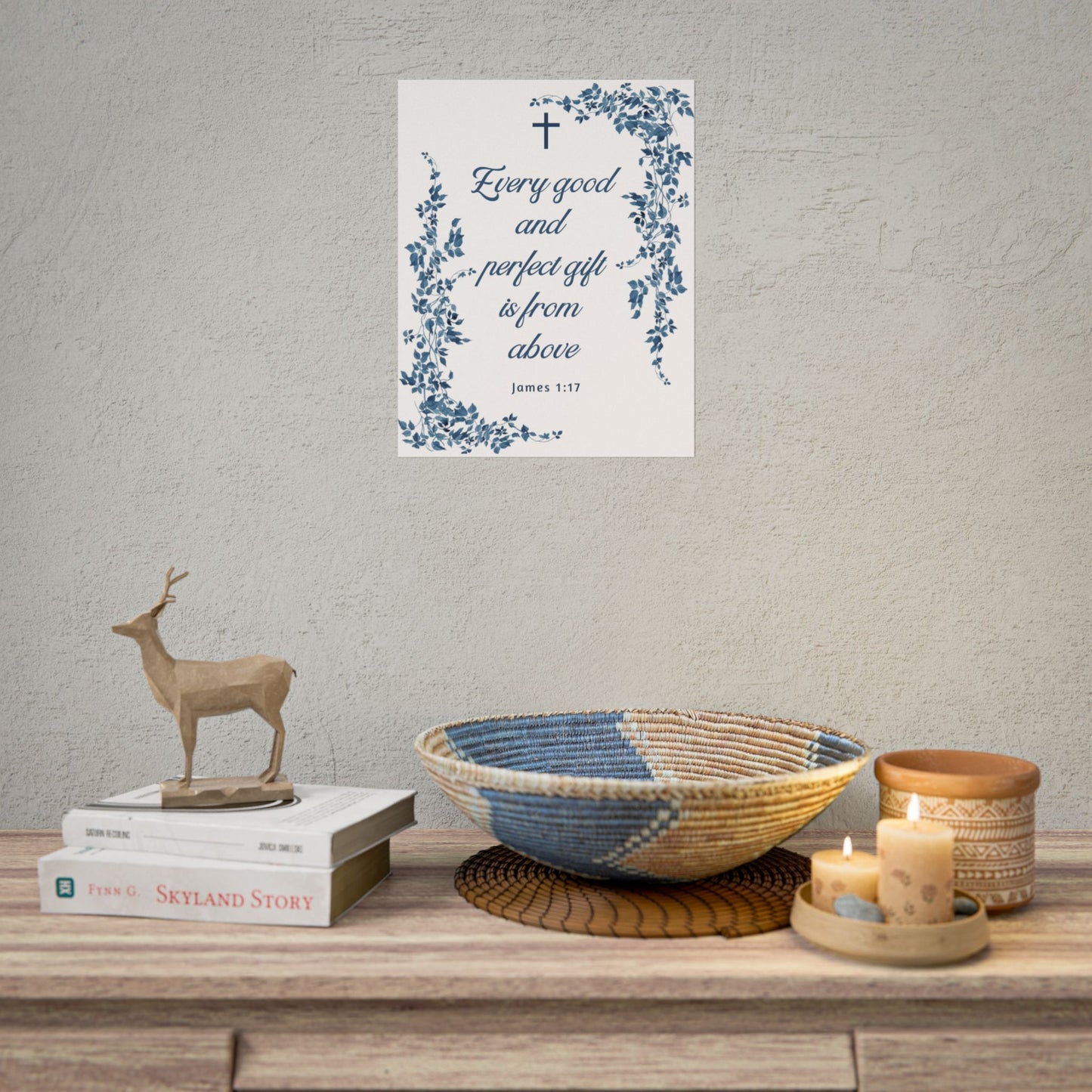 Every good and perfect gift is from above (James 1:17) Floral Scripture Wall Art | Christian Home Decor