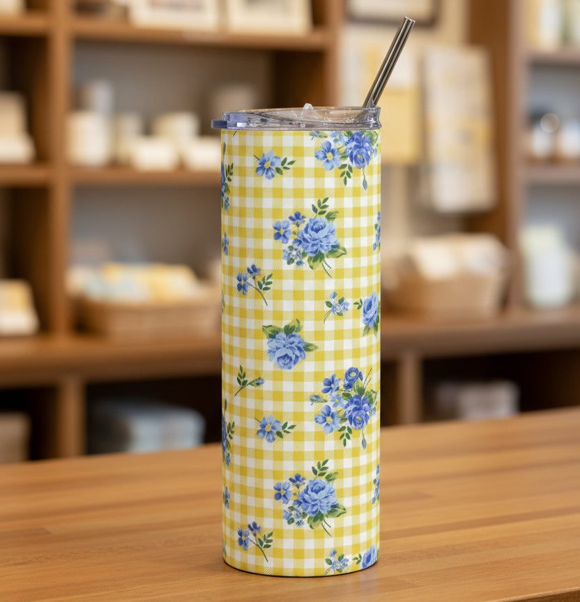 Yellow Gingham 20oz Tumbler