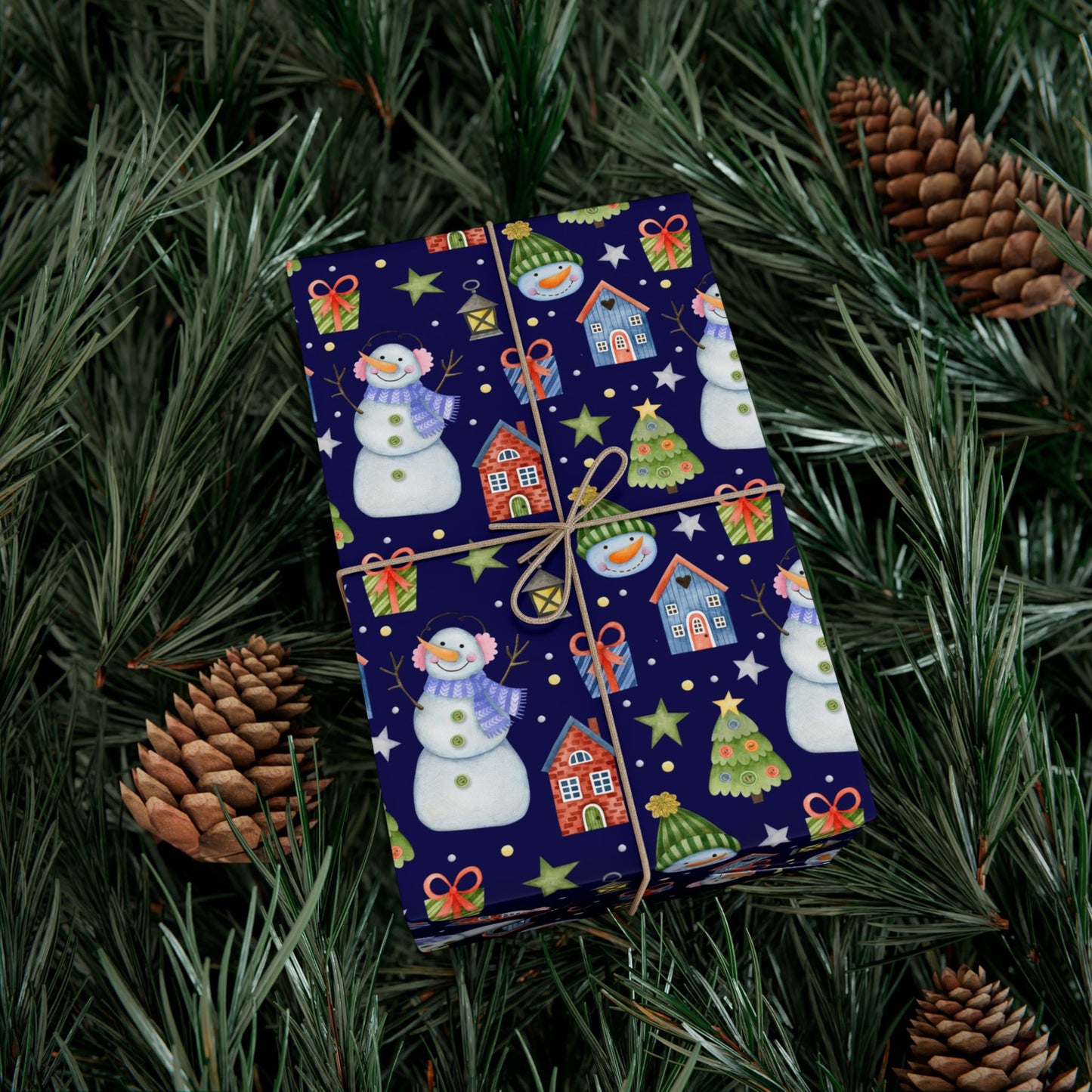 Snowman Village Christmas Gift Wrap