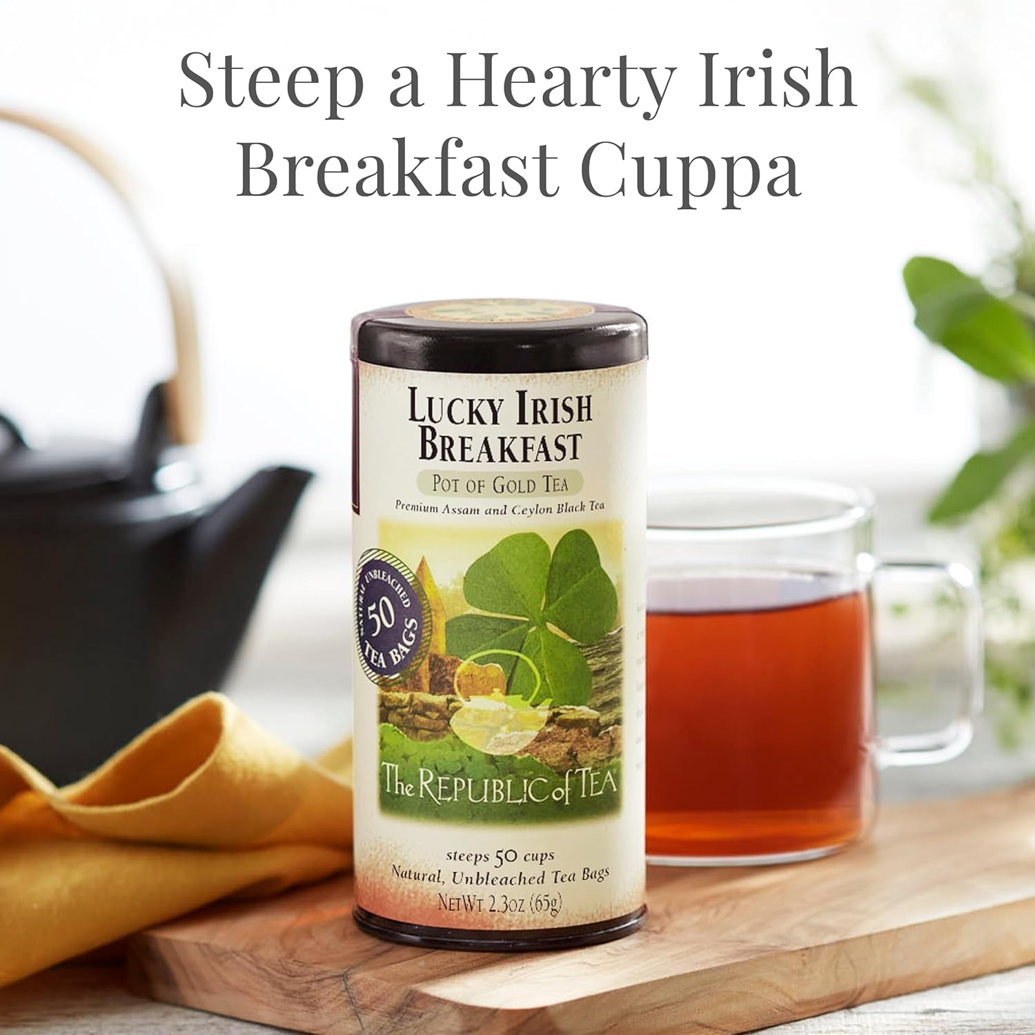 – Lucky Irish Breakfast Black Tea Bags, Naturally Caffeinated, 50 Servings