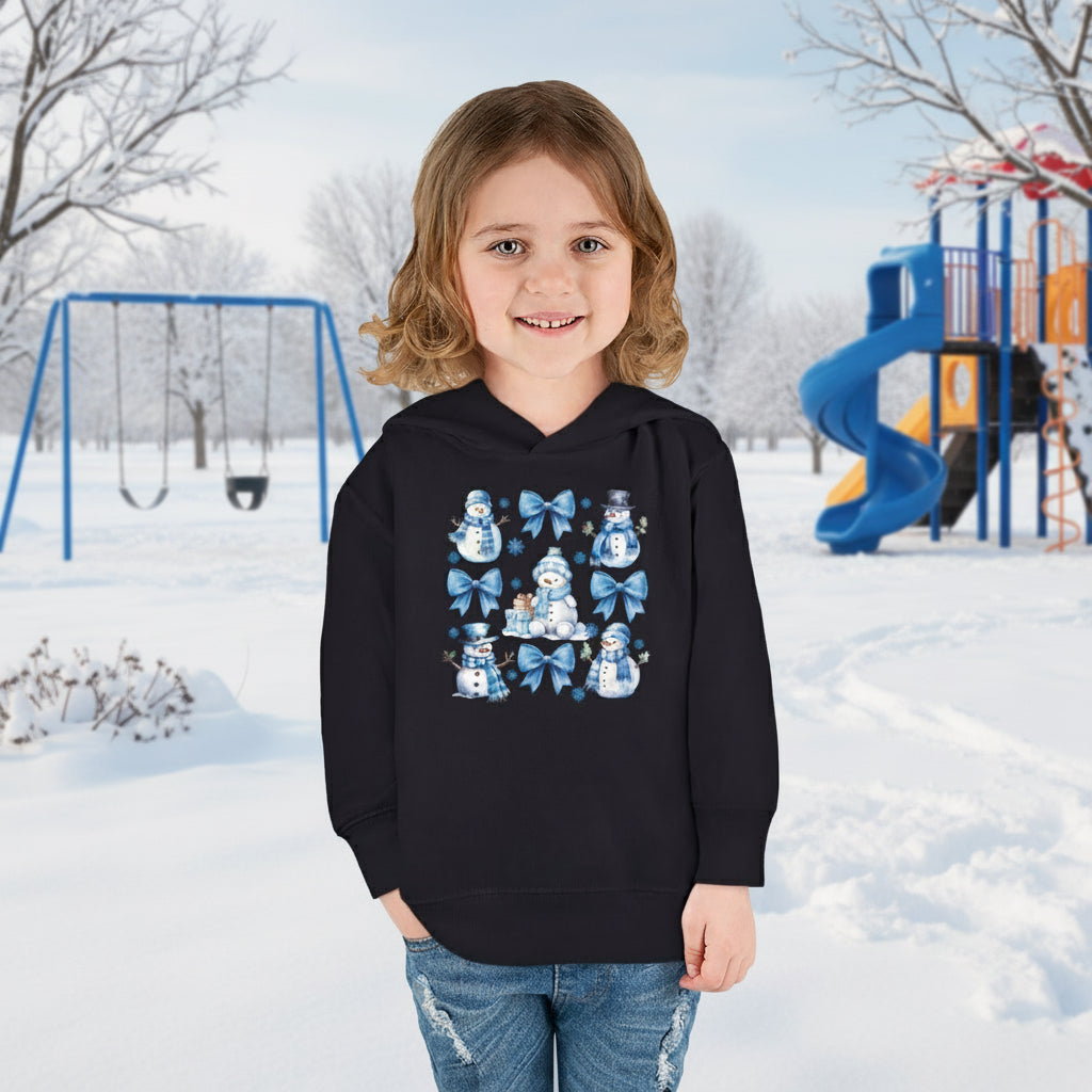 Toddler Blue Winter Bow & Snowman Hoodie