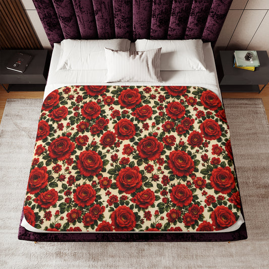 Riverfront Roses Sherpa Blanket | Beige Reverse