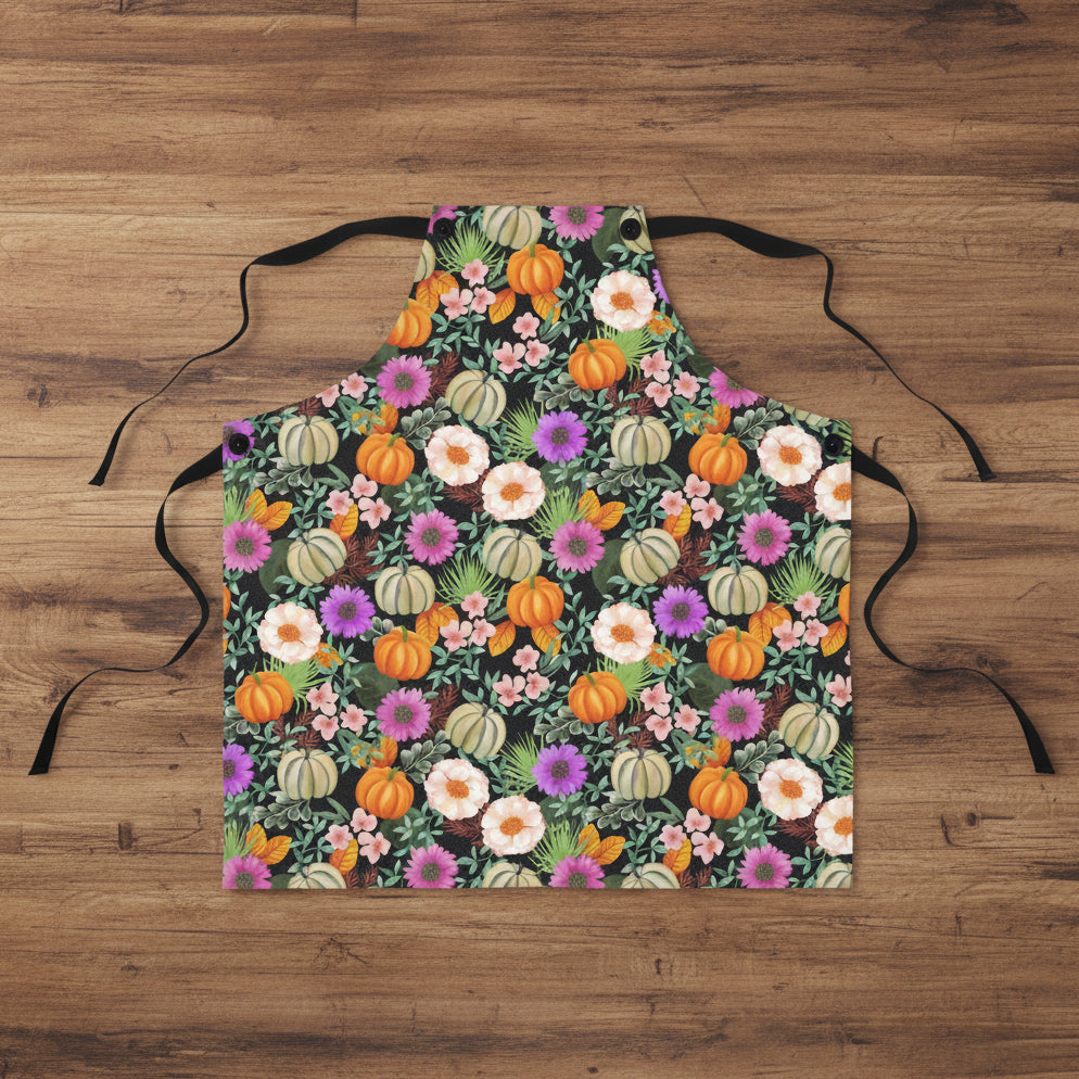 Autumn Pumpkin Floral Apron