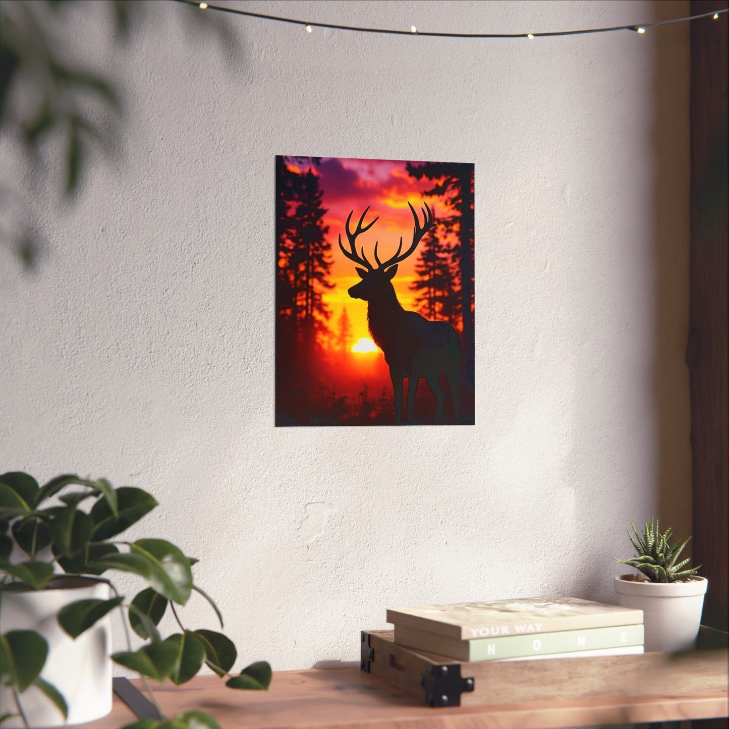 Sunset Deer Matte Poster