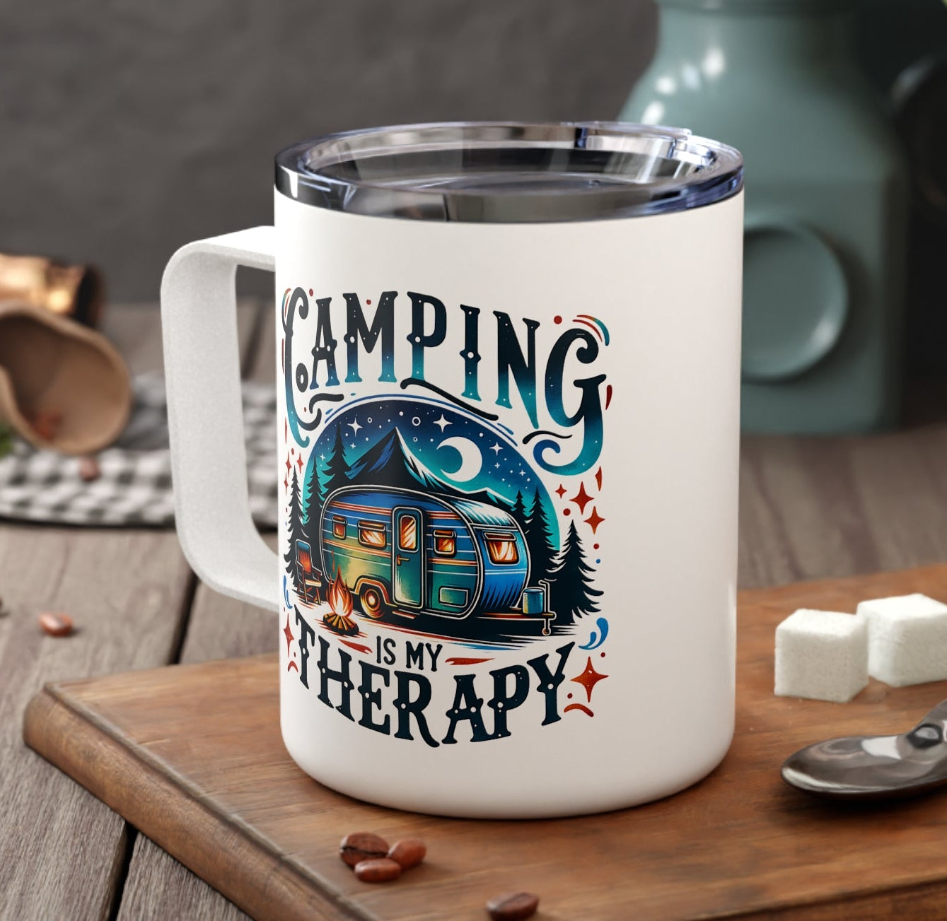 Camping Therapy 10oz Insulated Coffee Mug