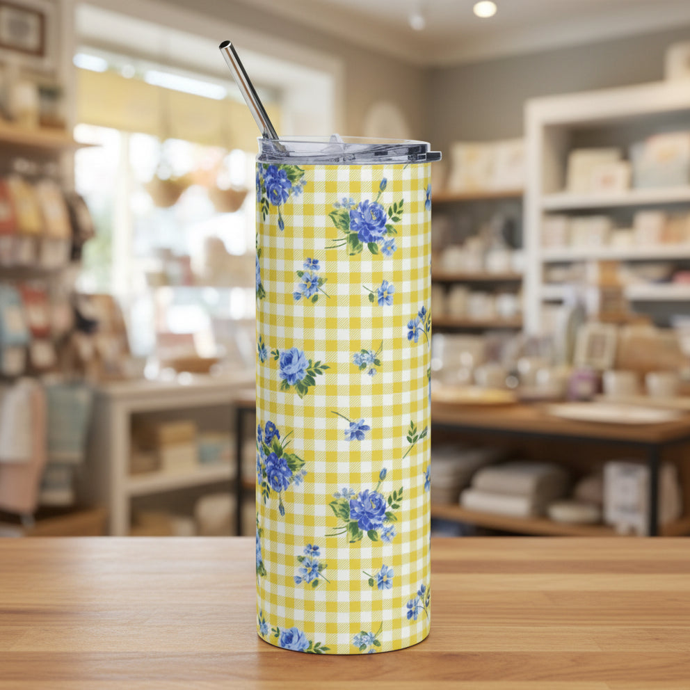 Yellow Gingham 20oz Tumbler