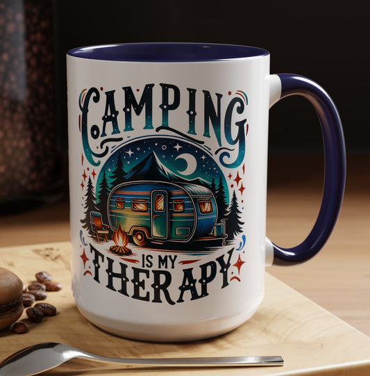 Camping Is My Therapy 15oz Accent Mug