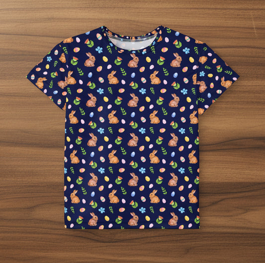 Kids Easter Bunny & Eggs Navy Tshirt