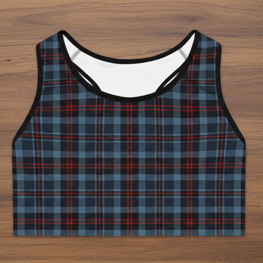 Highland Hearth Blue Plaid Sports Bra