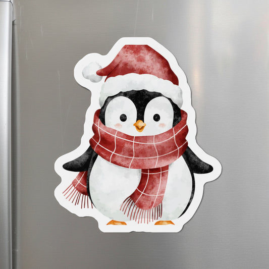 Penguin with Plaid Scarf Fridge Magnet