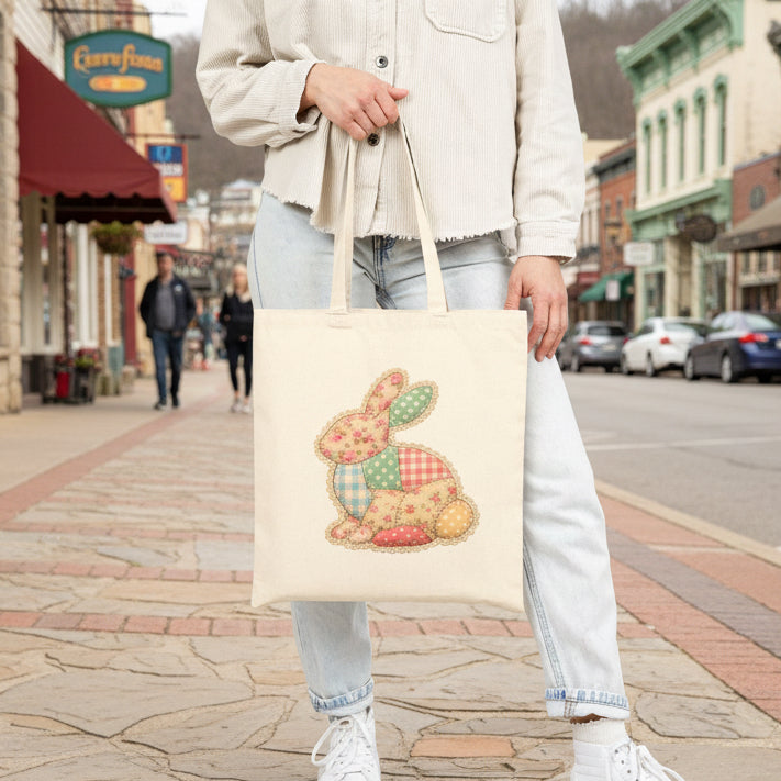 Patchwork Bunny Canvas Tote Bag