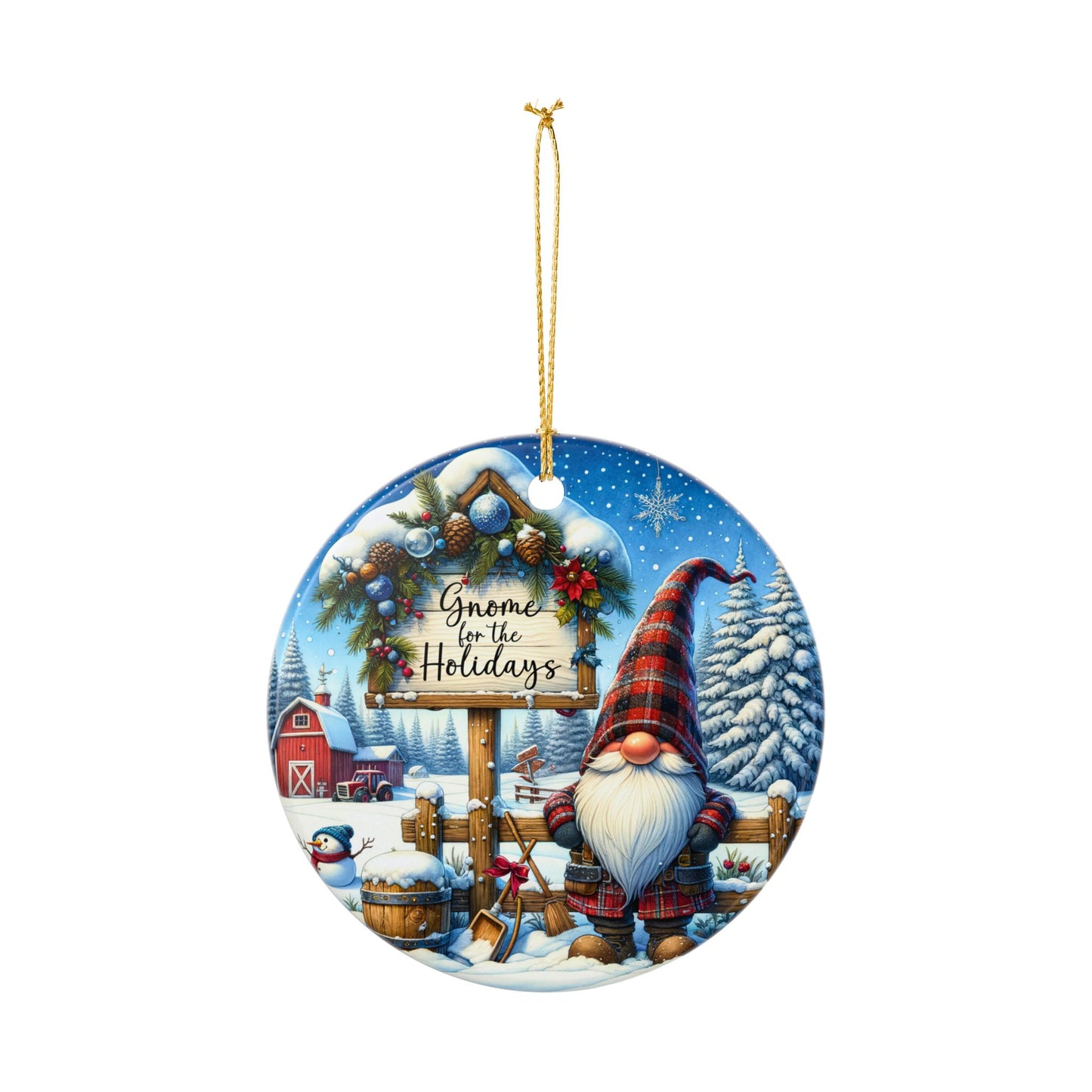 Gnome For the Holiday's Ceramic Christmas Ornament