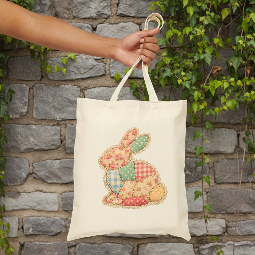 Patchwork Bunny Canvas Tote Bag