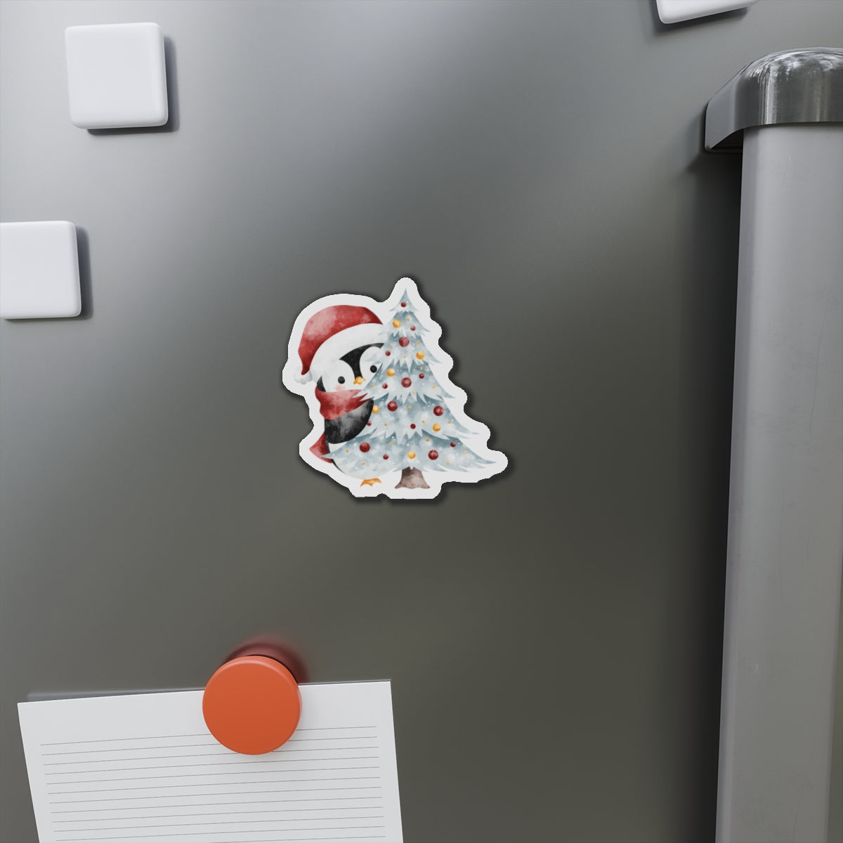 Penguin with Christmas Tree Fridge Magnet