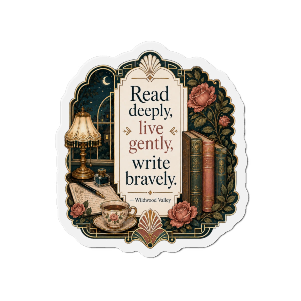 Read Deeply Live Gently Magnet — Literary Vintage Die-Cut Magnet