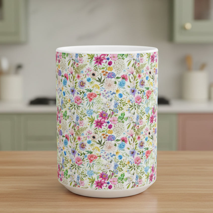 Floral Garden Ceramic Mug, (11oz, 15oz)