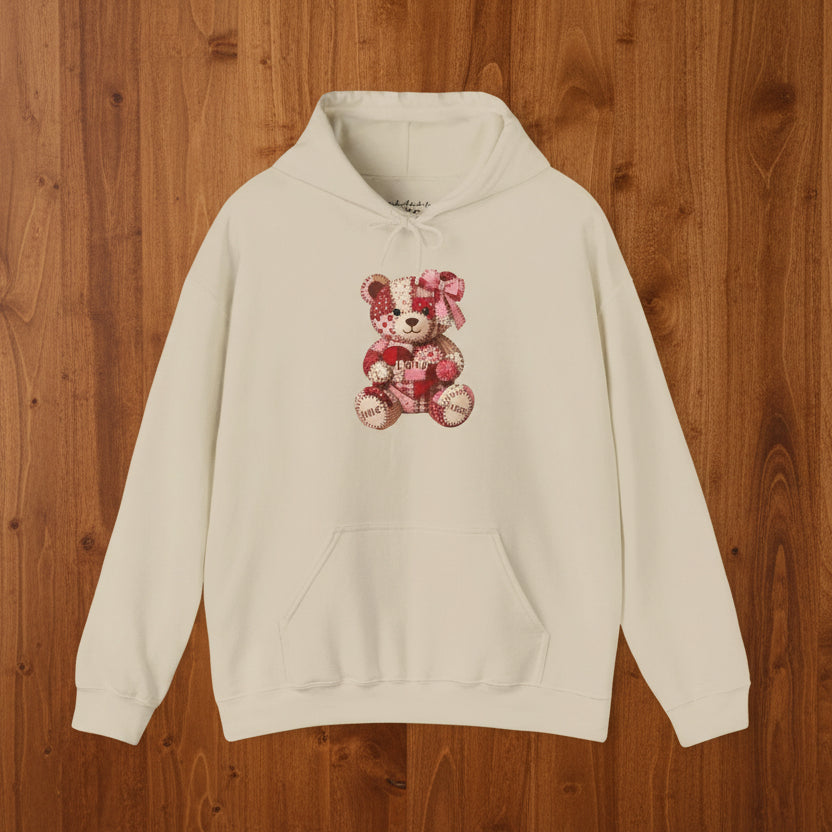 Patchwork Valentine Bear Hoodie