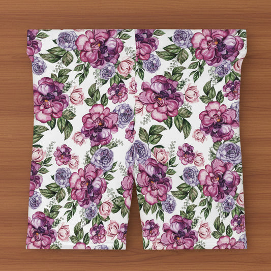 Watercolor Roses Bike Shorts | Floral Activewear