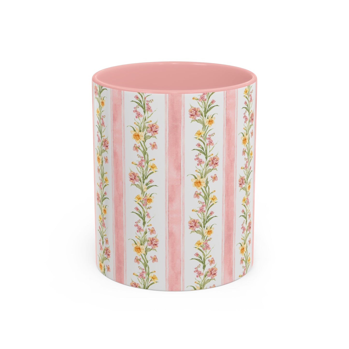 Floral Stripe Accent Coffee Mug | 11oz, 15oz