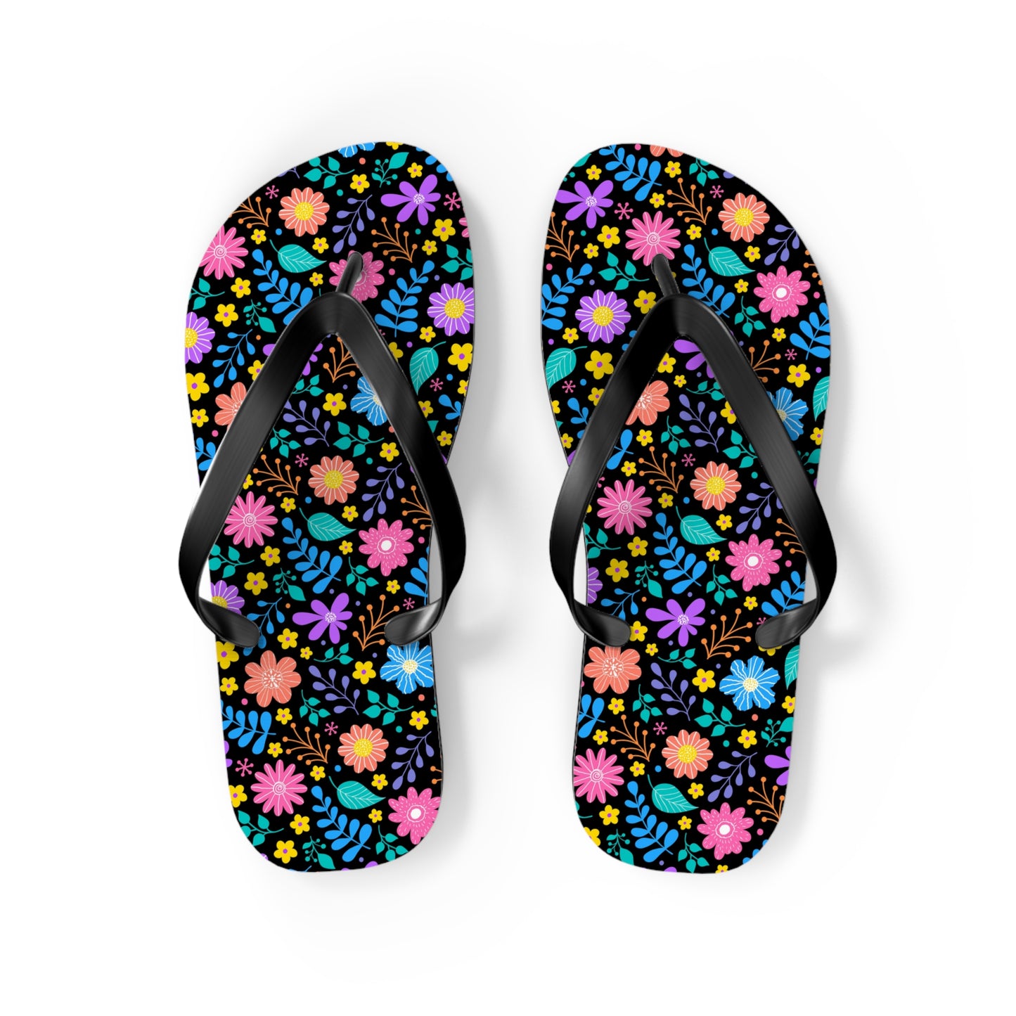 Floral Pattern Flip Flops — Bright Spring Garden Beach Sandals