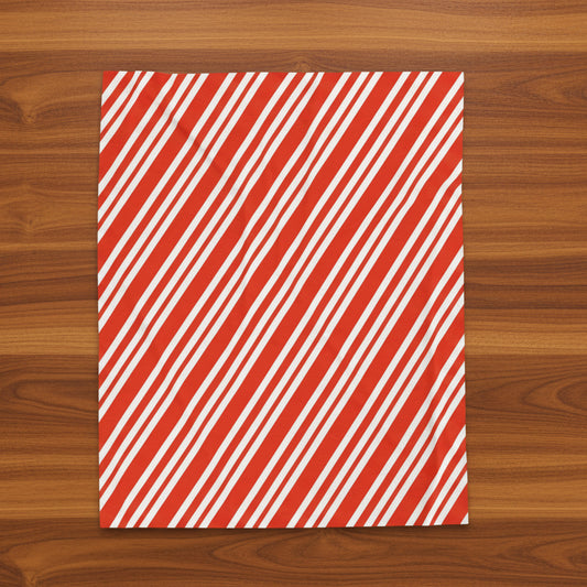 Candy Cane Stripe Velveteen Plush Blanket