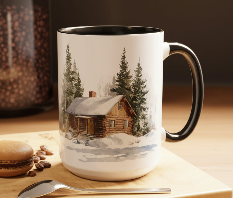 Winter Cabin 15oz Accent Mug