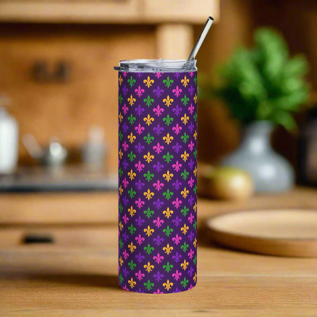 Mardi Gras Fleur-de-Lis 20oz Stainless Tumbler