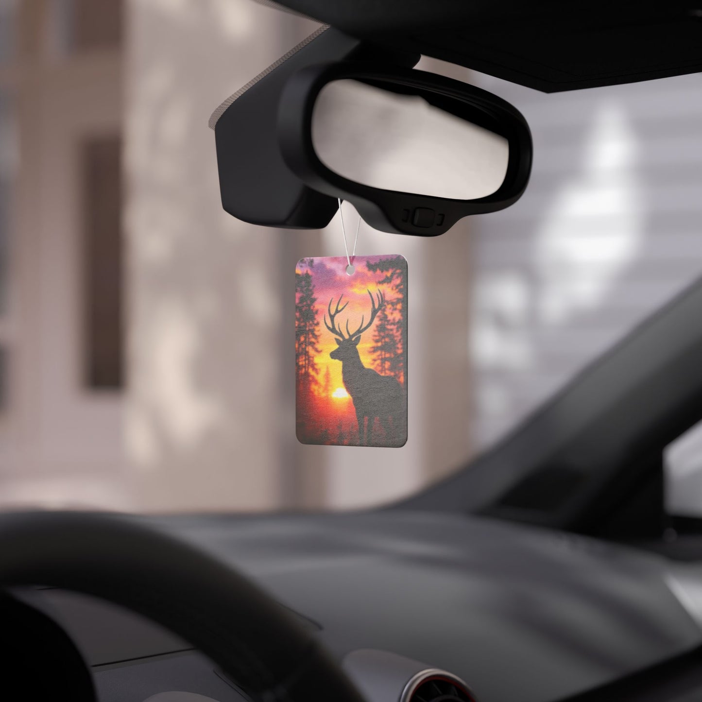 Deer Sunset Car Air Freshener — Woodland Scented Hanging Ornament