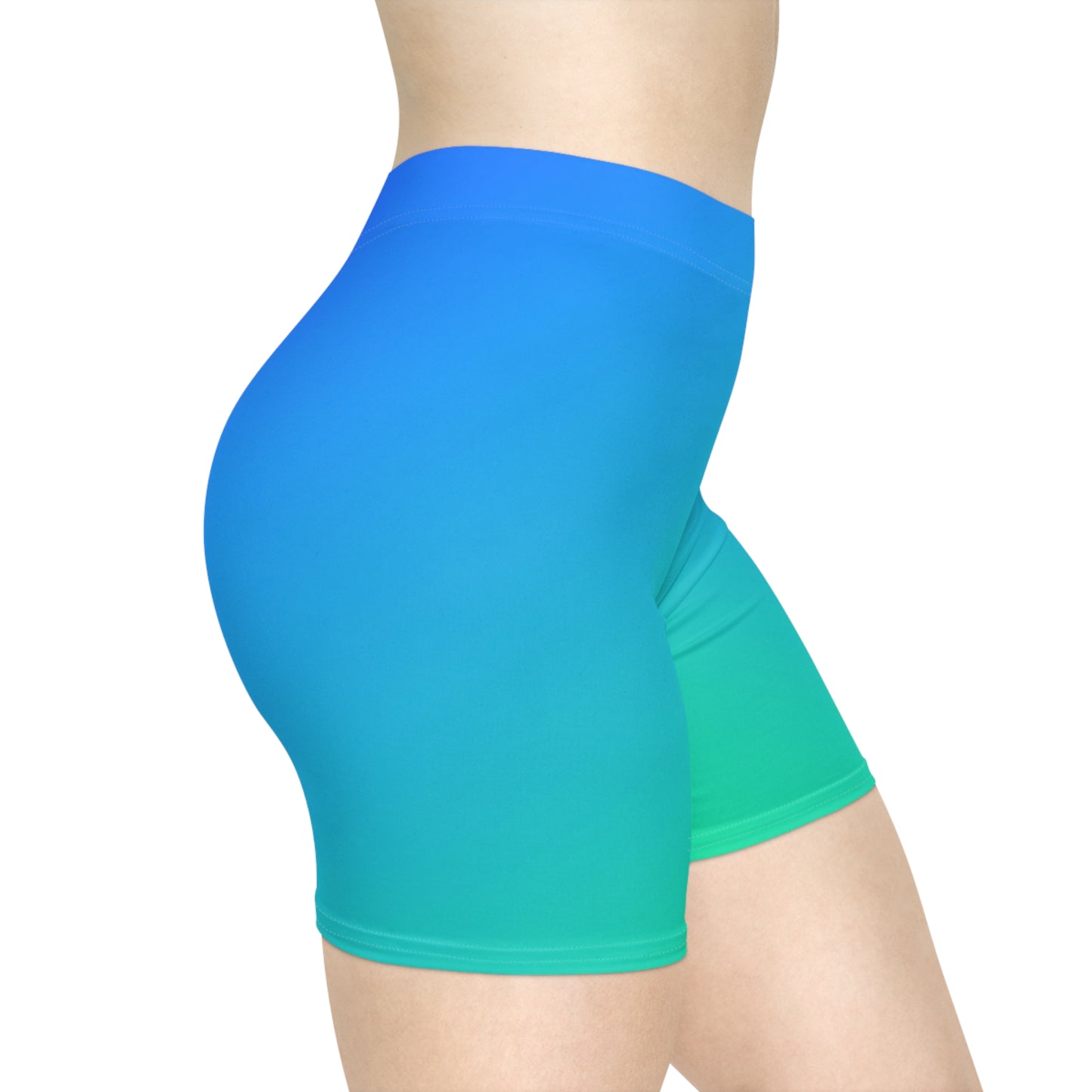 Blue Gradient Bike Shorts — Women's Ombre Activewear