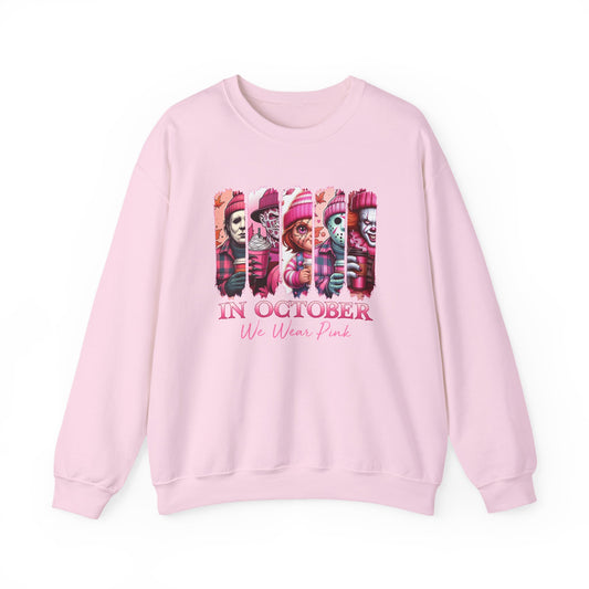 In October We Wear Pink - Monster Faces • Breast Cancer Sweatshirt