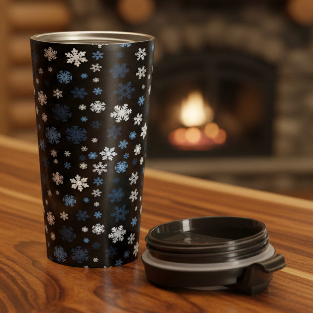Blue Snowflakes 15oz Stainless Steel Tumbler